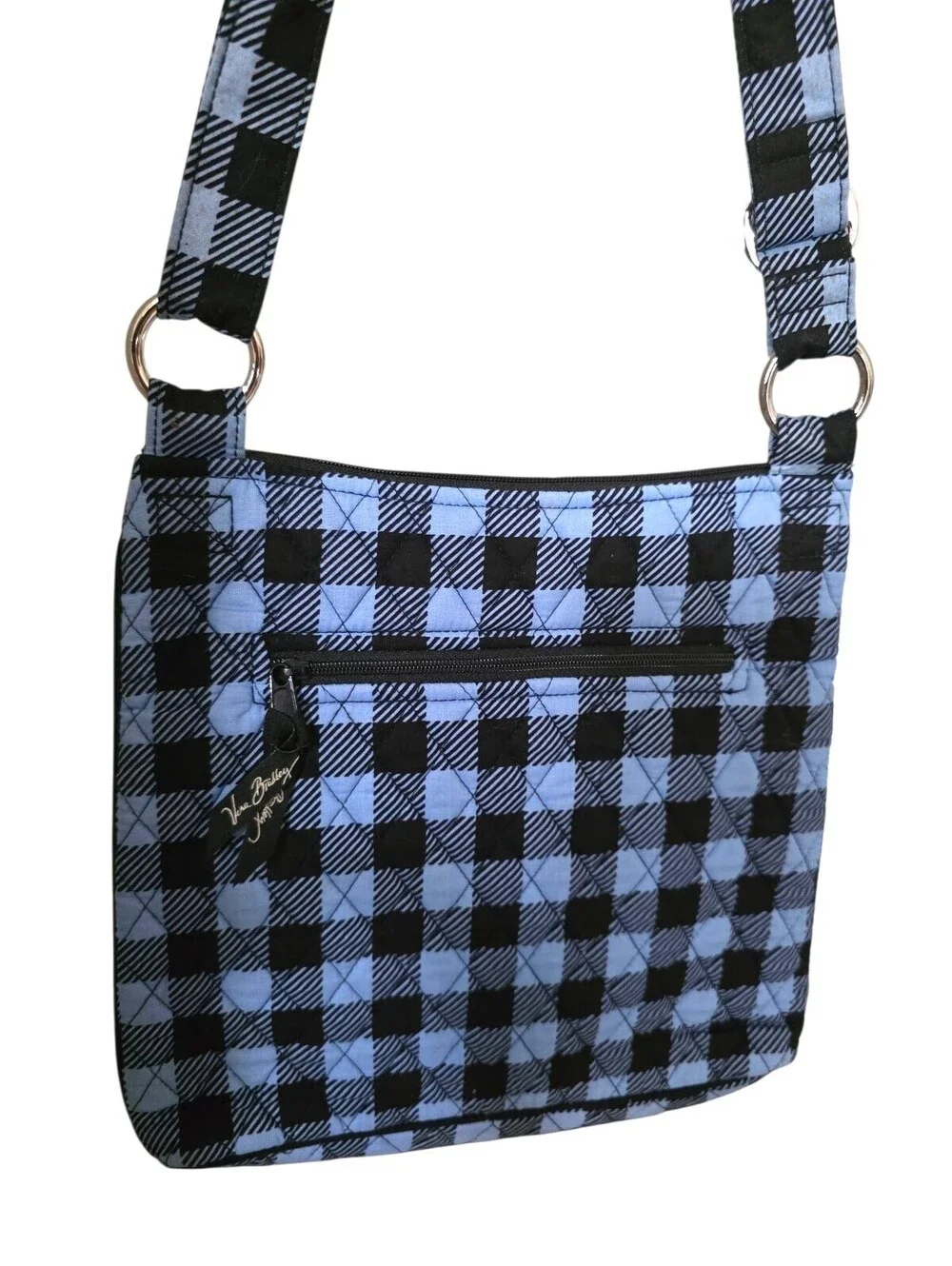 Vera Bradley Blue Buffalo Check Quilted Crossbody Shoulder Bag Lightweight NWOT - Picture 7 of 16